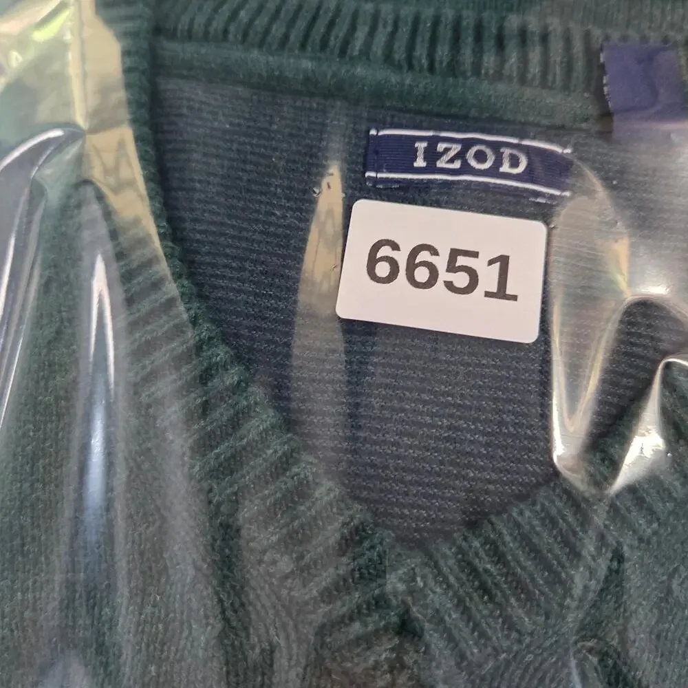 IZOD Mens Large Forest Green V-Neck Sweater